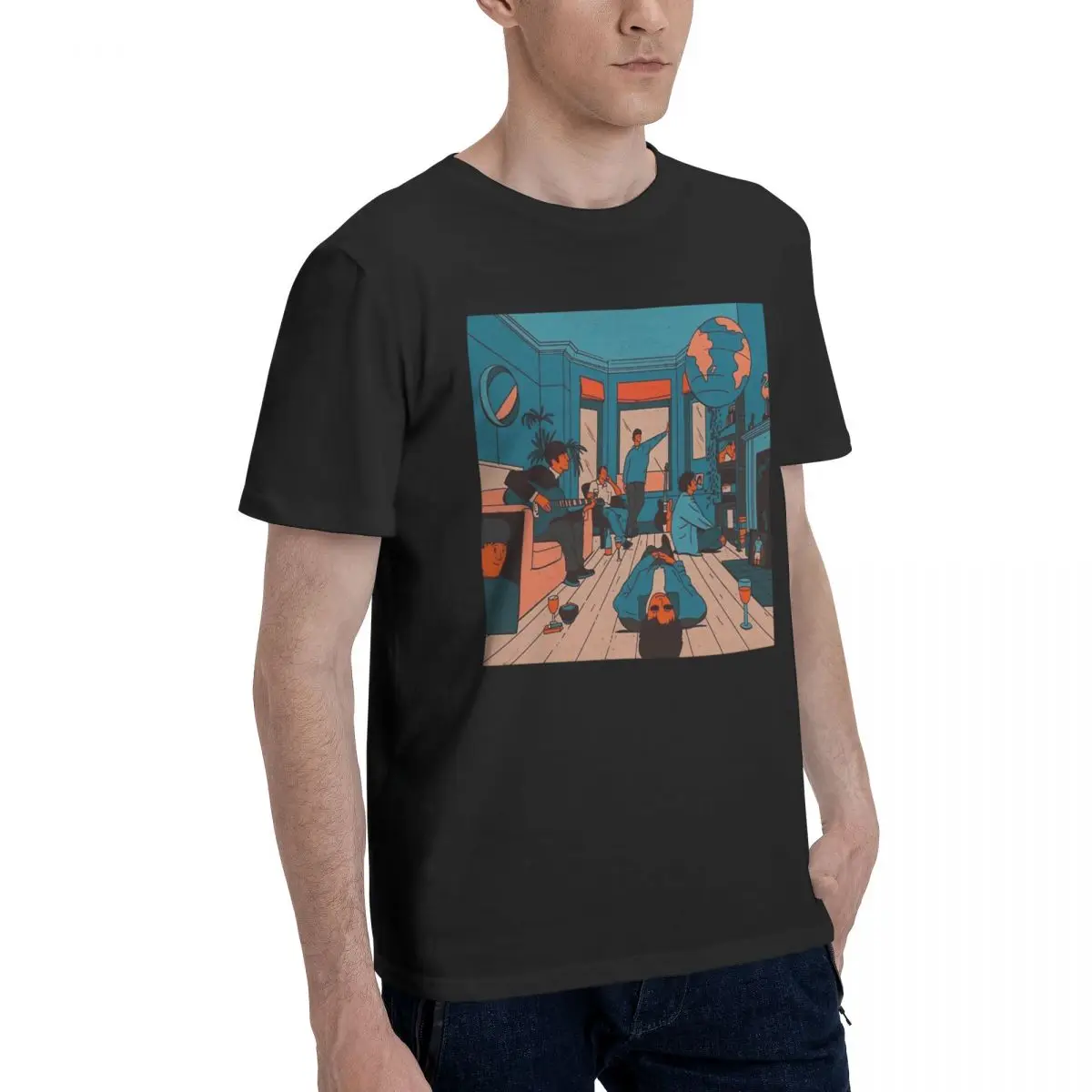 Мужская классическая футболка с коротким рукавом и круглым вырезом