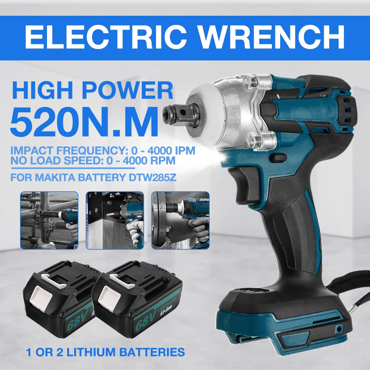 

Impact Wrench Cordless Brushless Electric Screwdriver Speed Rechargable Drill Driver Home Power Tool For Makita 18V Battery
