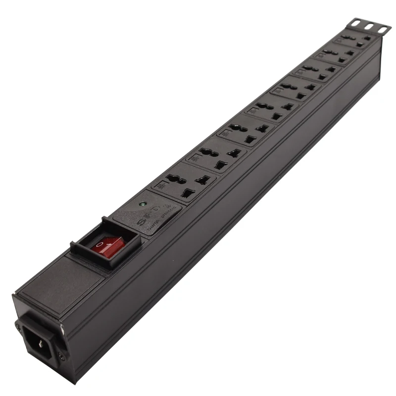 

8 AC Universal output PDU Cabinet Extension Adapter Socket with Switch IEC320 C14 Male Lightning protection Aluminum alloy shell