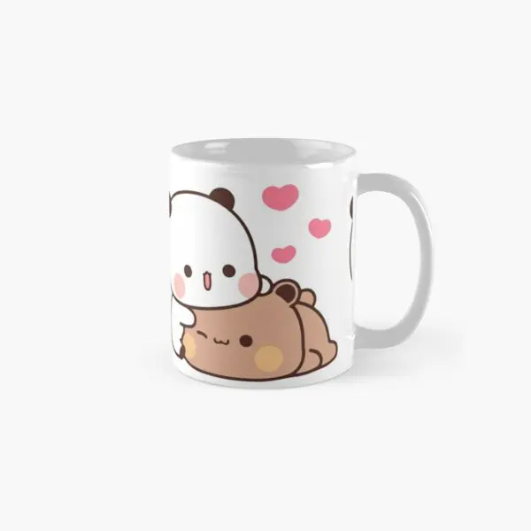 

Panda And Brownie Bear Couple Classic Mug Cup Handle Round Printed Simple Image Gifts Drinkware Photo Tea Picture Coffee