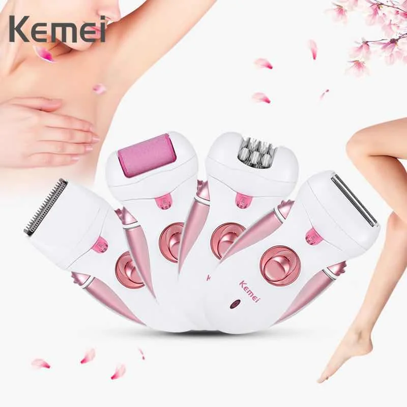 Female Waterproof Razor Hair Shaver Hair Remover Epilater  And Callous Remover 4 In 1