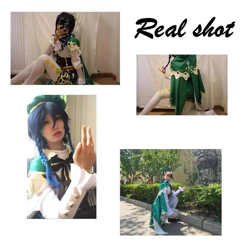 Костюм для косплея Venti парик шляпа плащ аксессуар костюм Хэллоуина женщин и