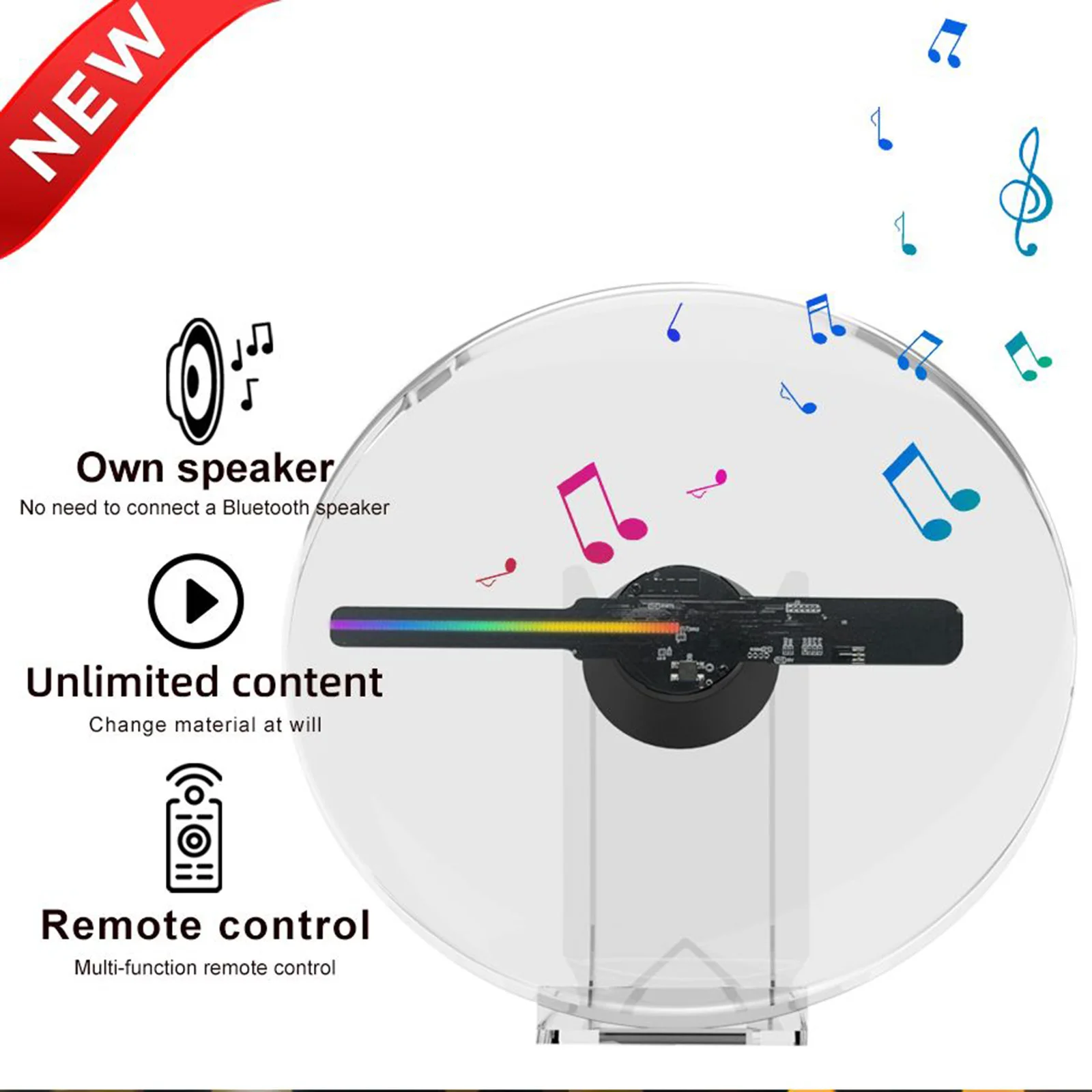 Голографический 3D проектор Naked Eye настольный вентилятор воспроизведение аудио