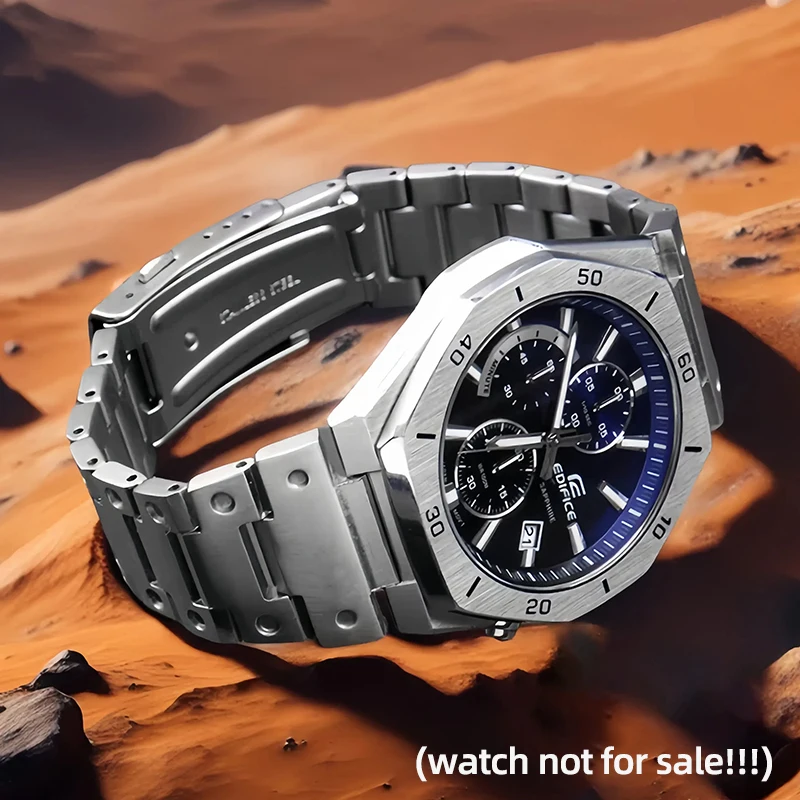 Фото Металлический ремешок из нержавеющей стали для Casio, ремешок для часов серии Edifice Farm Oak EFB-680 ECB10YD, мужской выпуклый ремешок 12 мм 14 мм №5