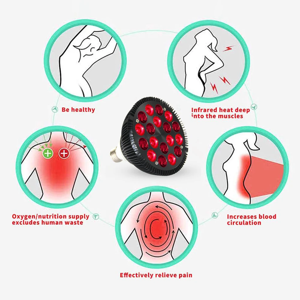 E27 54 Вт красный свет светодиодная массажная терапевтическая лампа 660 нм 850 ближний