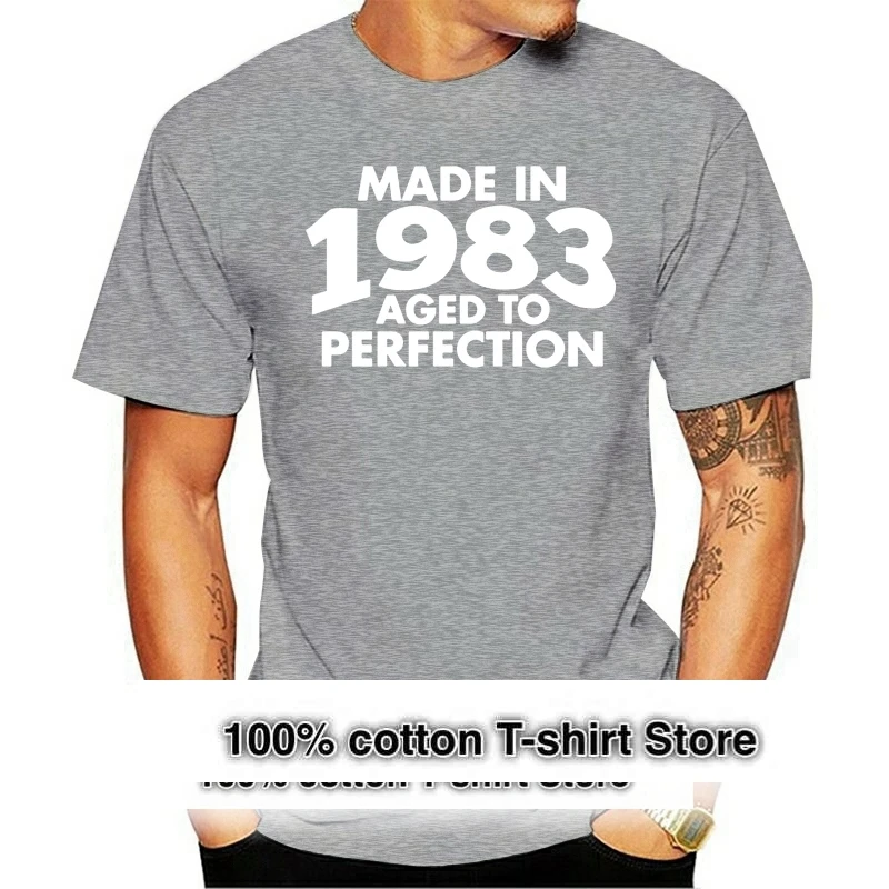 

Printed Customized Made In 1983 Teesome Tshirt Man Kawaii Unisex Gray Novelty Men's T Shirts 2021 Plus Size S 5xl