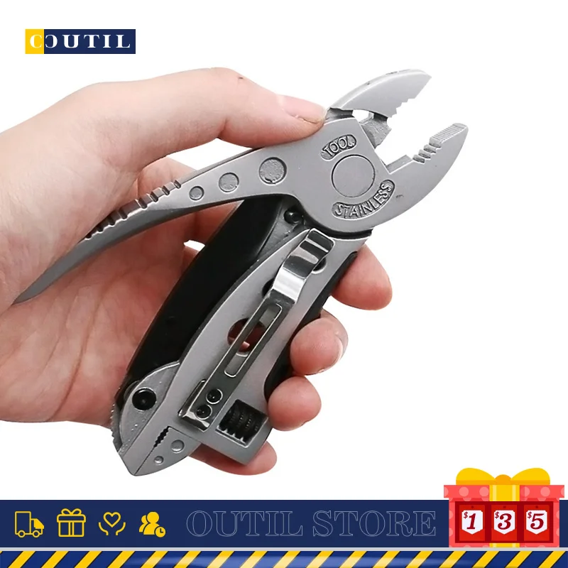 

Outdoor camping trip standing pliers multi-function tool pliers multi-purpose wrench combination screw tool portable knife