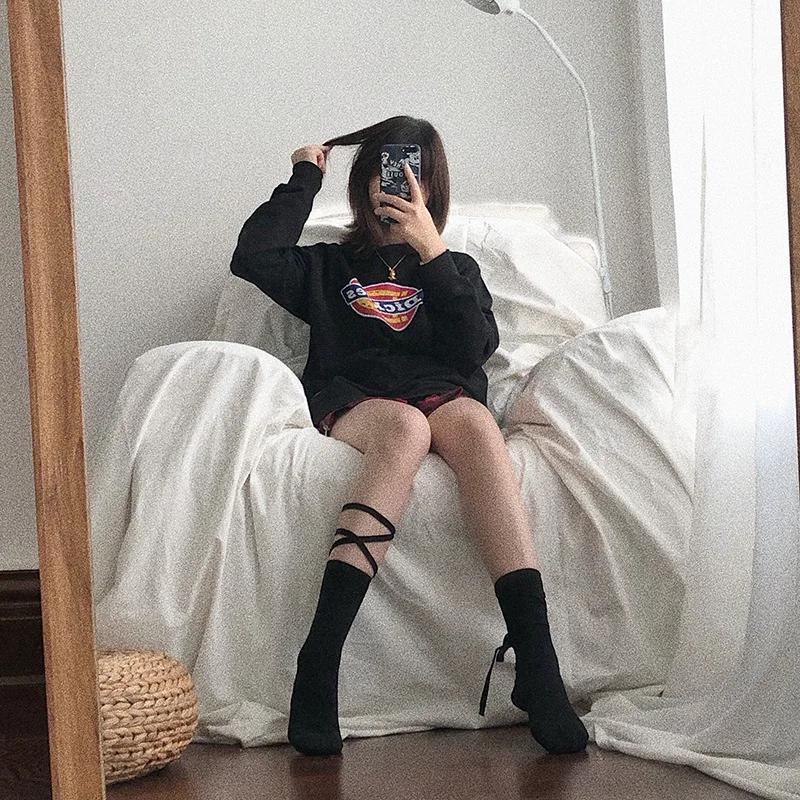 Lolita Reflective Stockings Bandage Lolita Socks Long Knee Socks Korea Style Women White Cotton Socks Cosplay JK Socks Cute