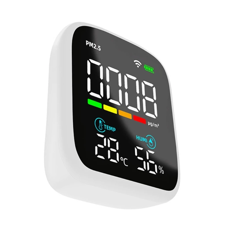 

Монитор качества воздуха Измеритель температуры и влажности PM2.5 Тестер LED-дисплей ABS-