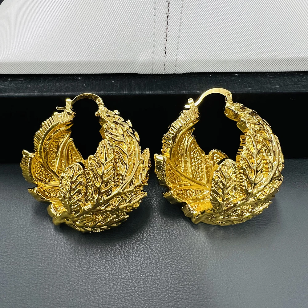 

Fashion Round Big Copper Golden Earrings Jewelry HOT Design For African Women Wedding Accessories Gift BIG SIZE Earring
