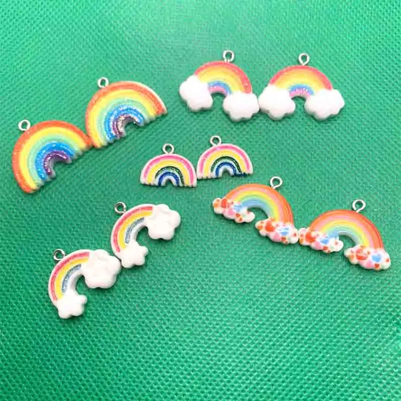 10 шт. Мультяшные милые радужные подвески для подвесок DIY серьги ожерелье