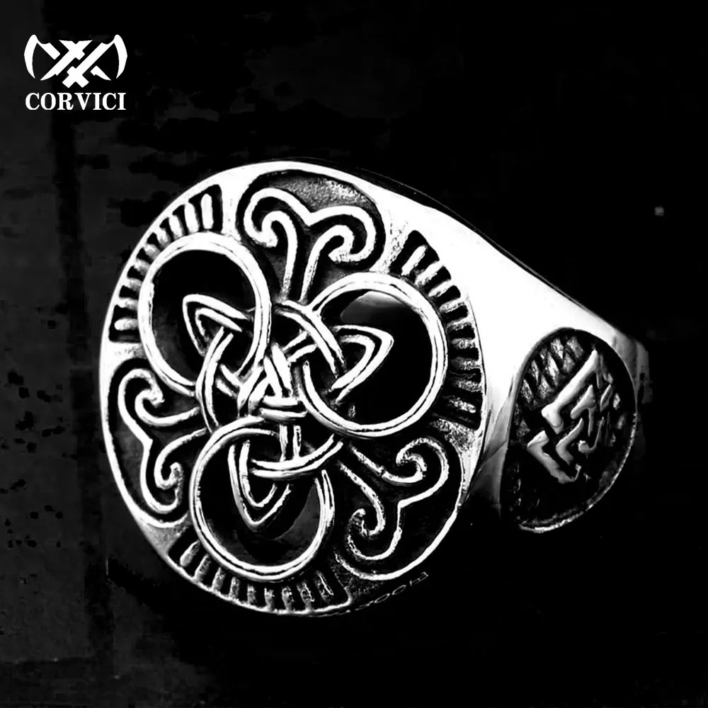 Кельтские треугольные кольца-символы викингов в стиле панк Винтажное кольцо из