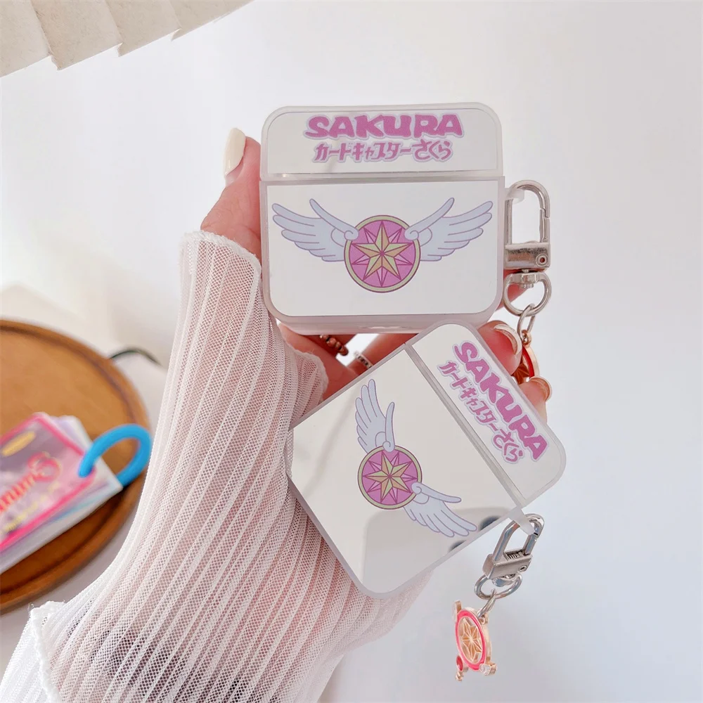 

Cute Cartoon Anime Card Captor Sakura Earphone Mirror Case for Apple AirPods 1 2 3 Pro Headphones Cover Portable Headset Fundas
