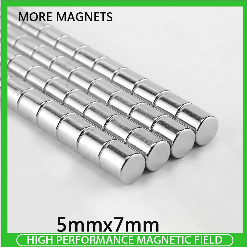 

20~500PCS Neodymium Magnets 5x7mm Super Strong Magnet 5mm x 7mm Powerful Magnets Permanent Small Round Magnet 5*7mm