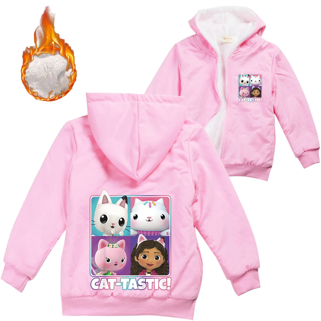 

Детская зимняя флисовая куртка Gabby с котами, одежда для кукольного домика Габби для маленьких девочек, свитшот для маленьких мальчиков, детские куртки на молнии, пальто