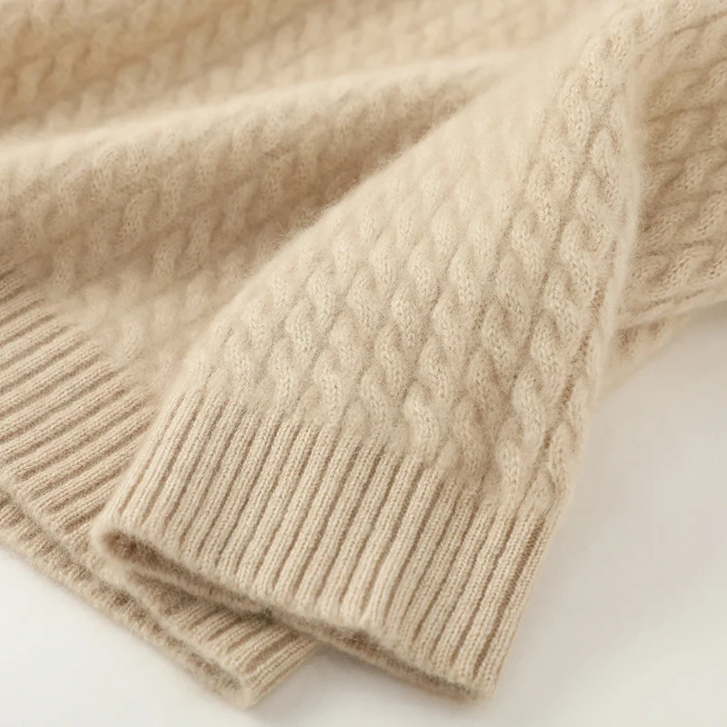 Пуловер с V-образным вырезом Женский свитер из 100 шерсти однотонный вязаный