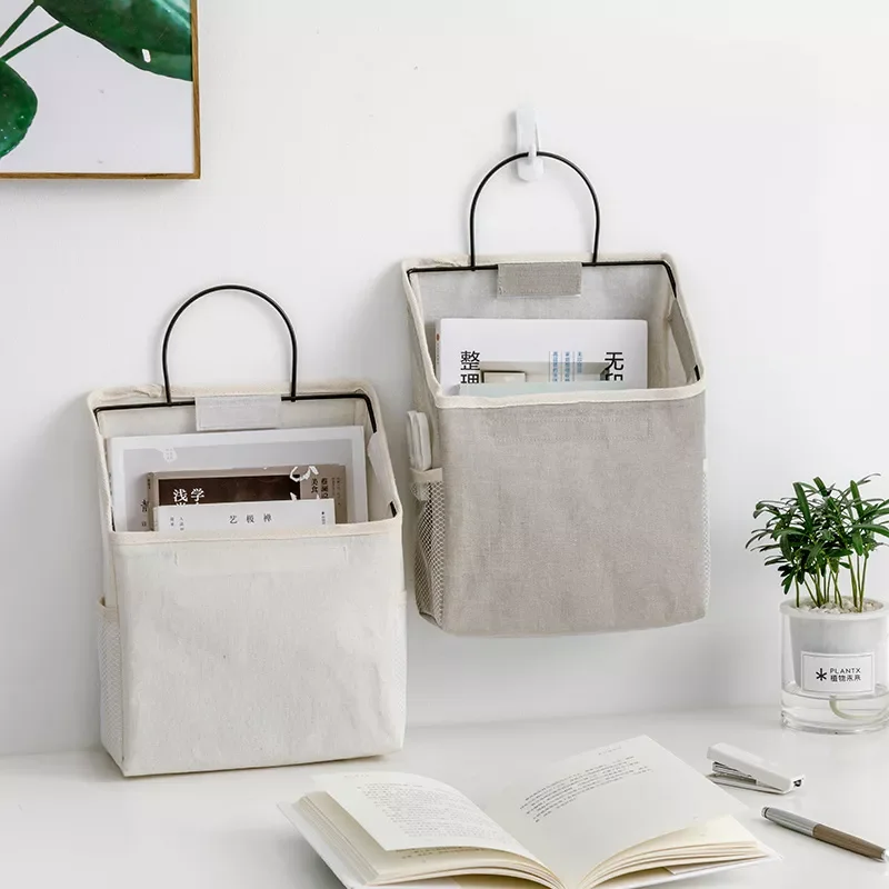 

2023New Piece Of Wall Hanging Storage Bag Lattice Dormitory Door Wardrobe Desktop Bedside Handle Coth Hanging Sack With Hook