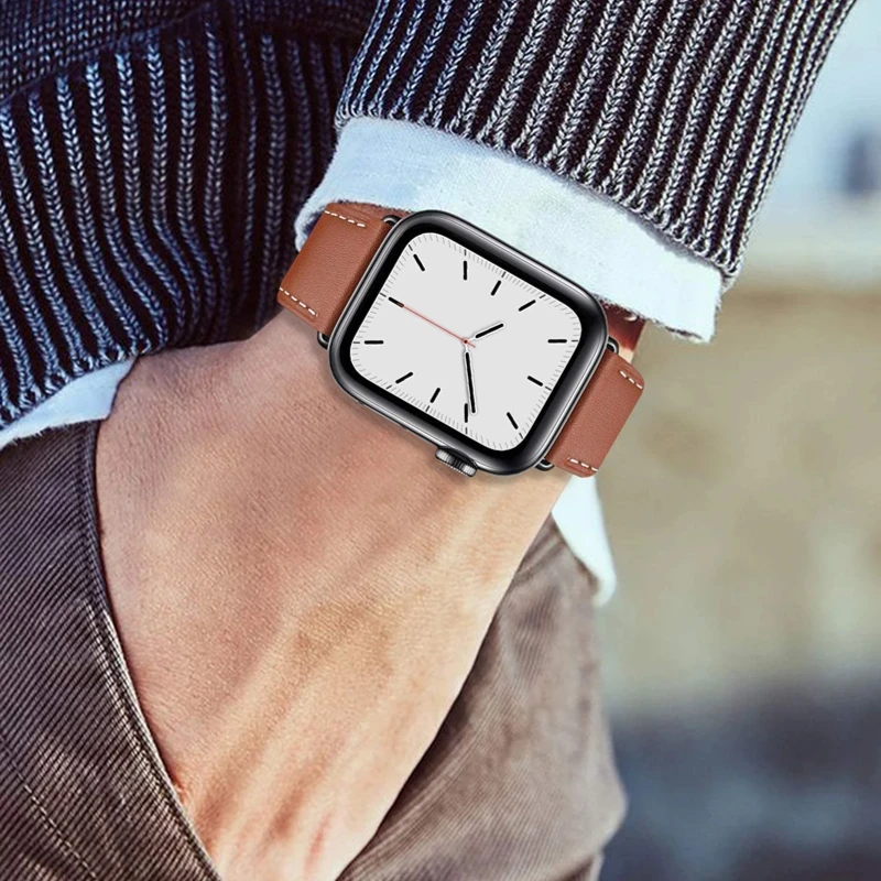 Premium Leather Strap For Apple watch UItra 49mm 45mm 41mm 44mm 42mm 40mm 38mm Bracelet Wristband Belt iWatch 7 6 5 4 3 SE Band