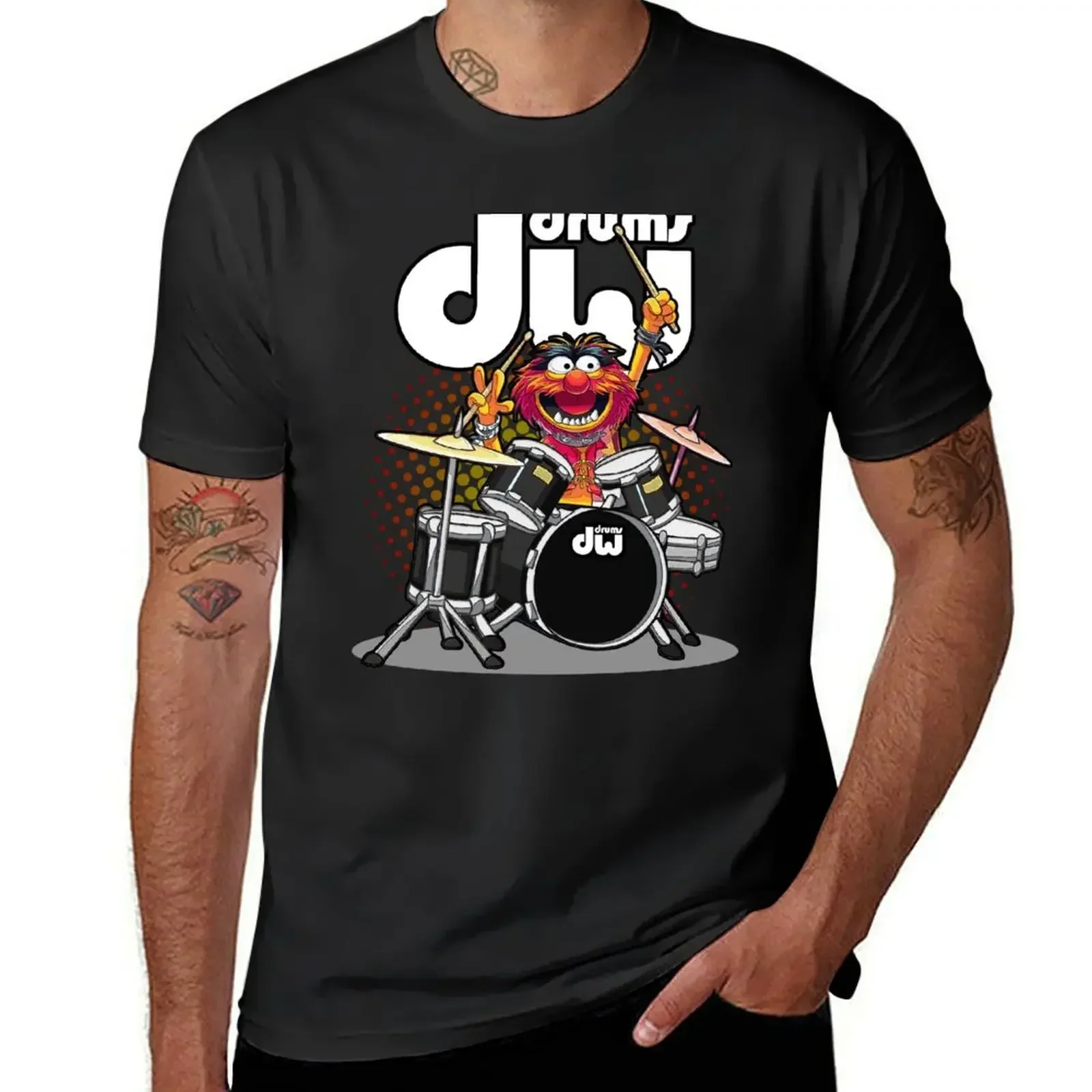 ANIMAL DRUMMER DW DRUMS BLACK T-Shirt Short sleeve tee quick-drying black t-shirts for men