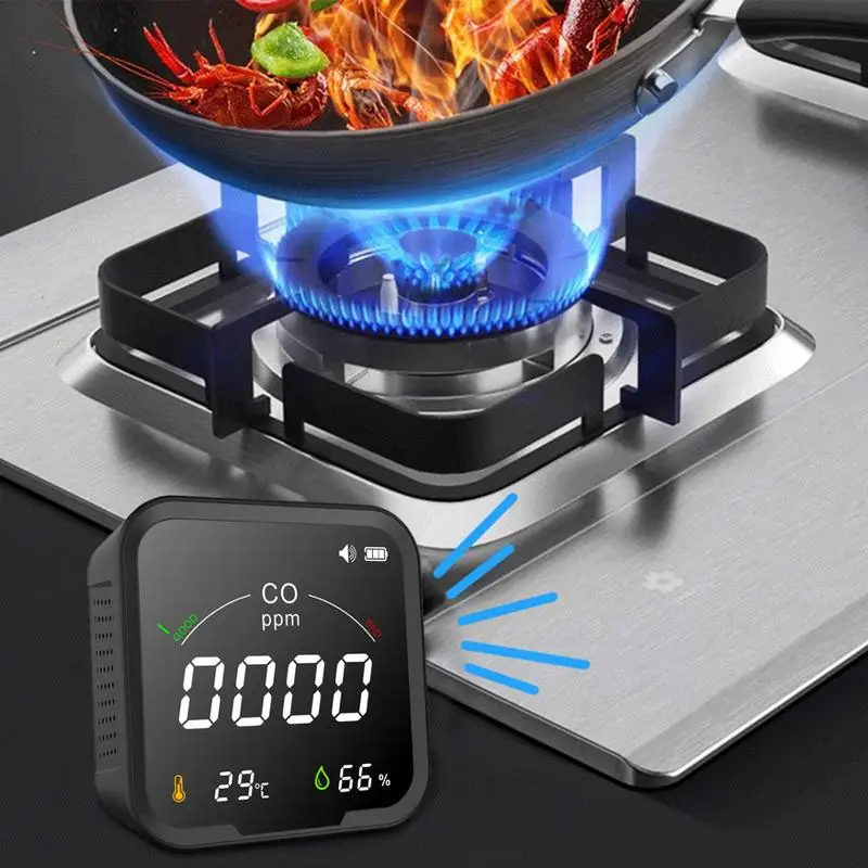 Детекторы угарного газа Портативный детектор CO 3 в 1 измеритель температуры и