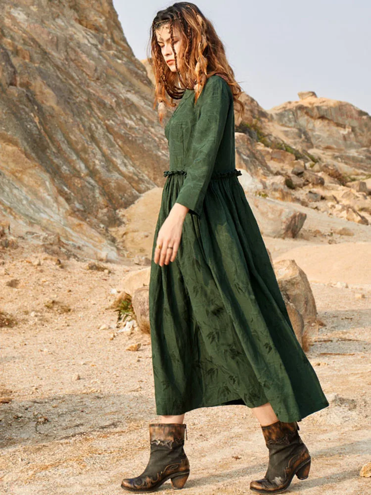 Johnature Women Design Retro Button 