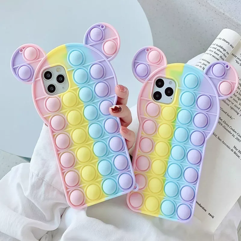 

Anti Stress Toys Case For iPhone 12 11 Pro Max XS X 7 8 Plus SE 2020 Cell Phone Silicone Cover Luxury Cute Women Girl Child Gift