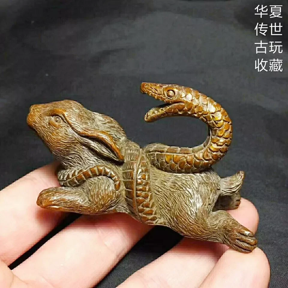 Статуэтка китайская бронзовая змея и кролик