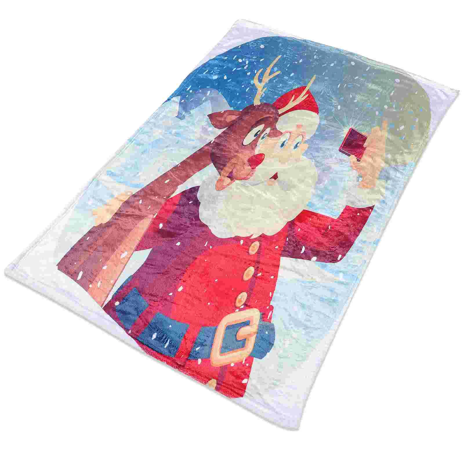 

Blanket Christmas Santa Claus Bed Throws Office Couch Favors Party Blankets Fuzzy Decorative Fleece Coral Sleeping Throw