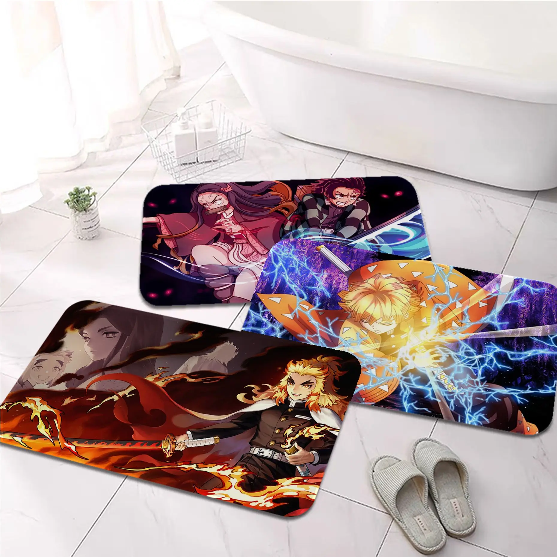 

Demon Slayer Bath Mat Kids Room Bedroom Decoration Balcony Anti-Slip Doormat Living Room Bedside Area Rugs