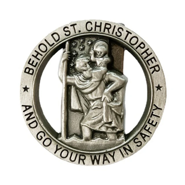 Voiture Saint Christophe Visor Clip St Christopher Médaille Gardien Ange  Visière Porte-clés Orthodoxe Religieux Patron Médaille Bijoux