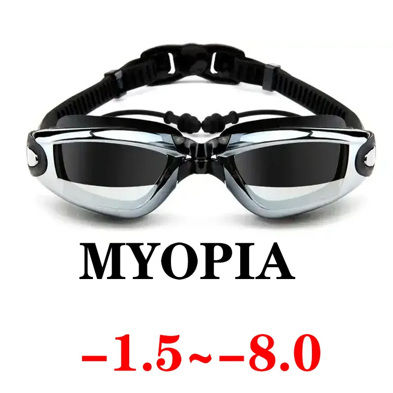 2021  Myopia Swimming Goggles Earplug Professional Pool Glasses Anti Fog Men Women Optical Waterproof Eyewear Wholesale
