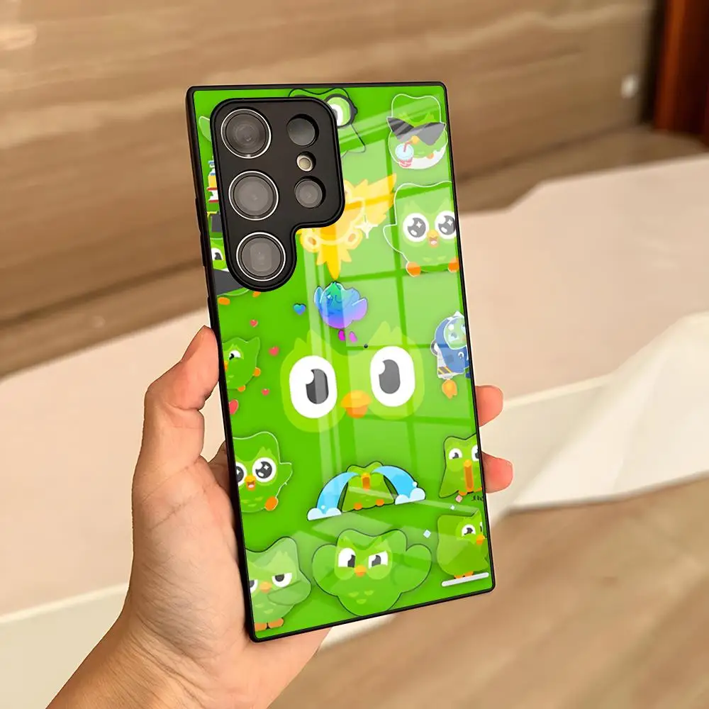 Чехол для телефона Mascot Owl Duolingo Samsung S25 Ultra S23 Fe S22 S24 S21 A54 A34 A24 A53 A16 A13 A14 Glass Cover