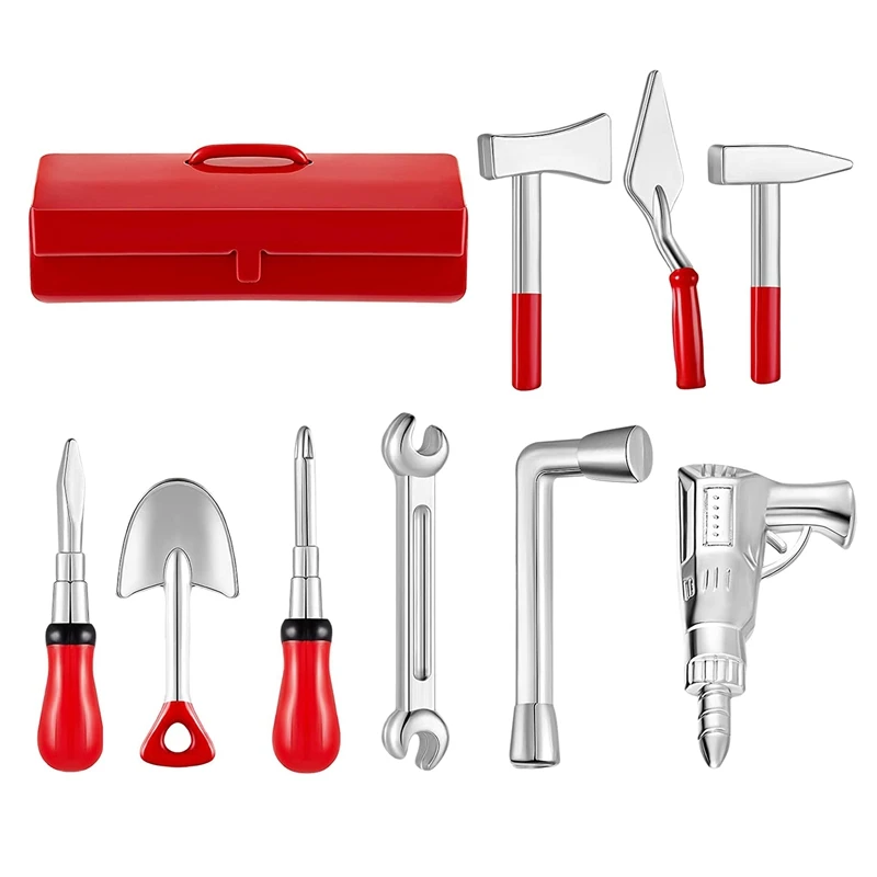 

Набор инструментов для кукольного домика 10 шт., миниатюрный инструмент для ремонта кукольного домика, включает в себя красную жестяную коробку, 4 уличных инструмента и 5 инструментов для ремонта