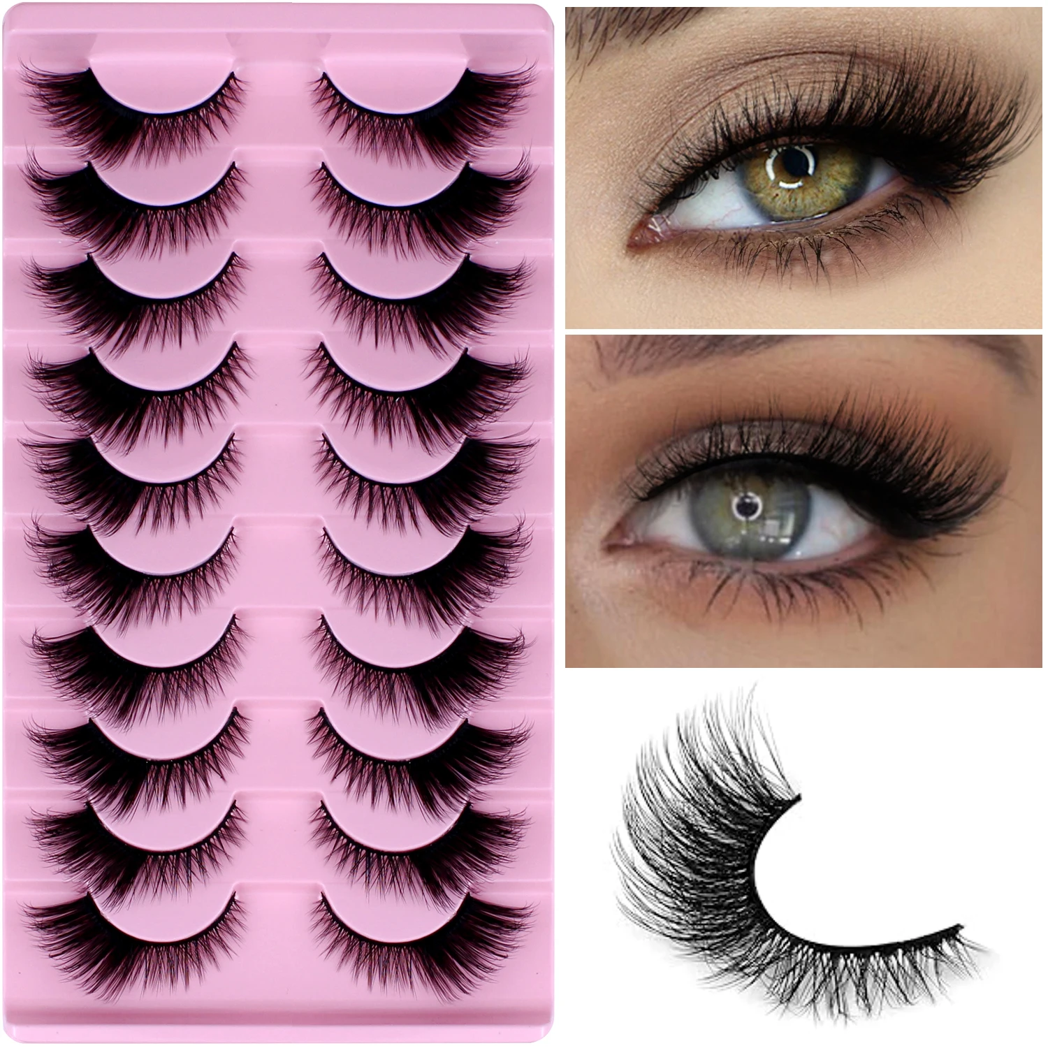 

10 пар натуральных пушистых ресниц из искусственной норки, накладные ресницы Wispy Fox, короткие и длинные ресницы кошачий глаз