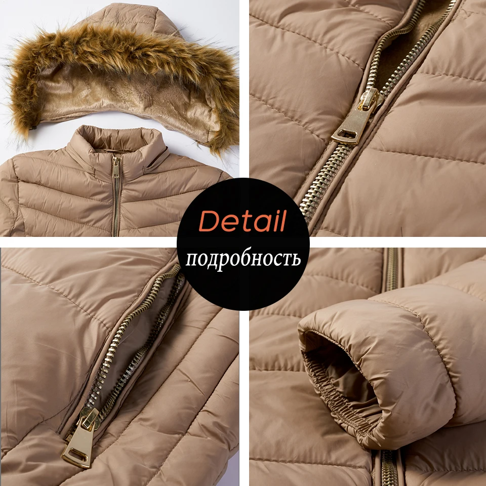 2021 Women Winter Jacket New Simple Fashion Big Fur Warm Parkas Jackets for Women Down Coat Warm Plus Size Parka Cotton Outwear