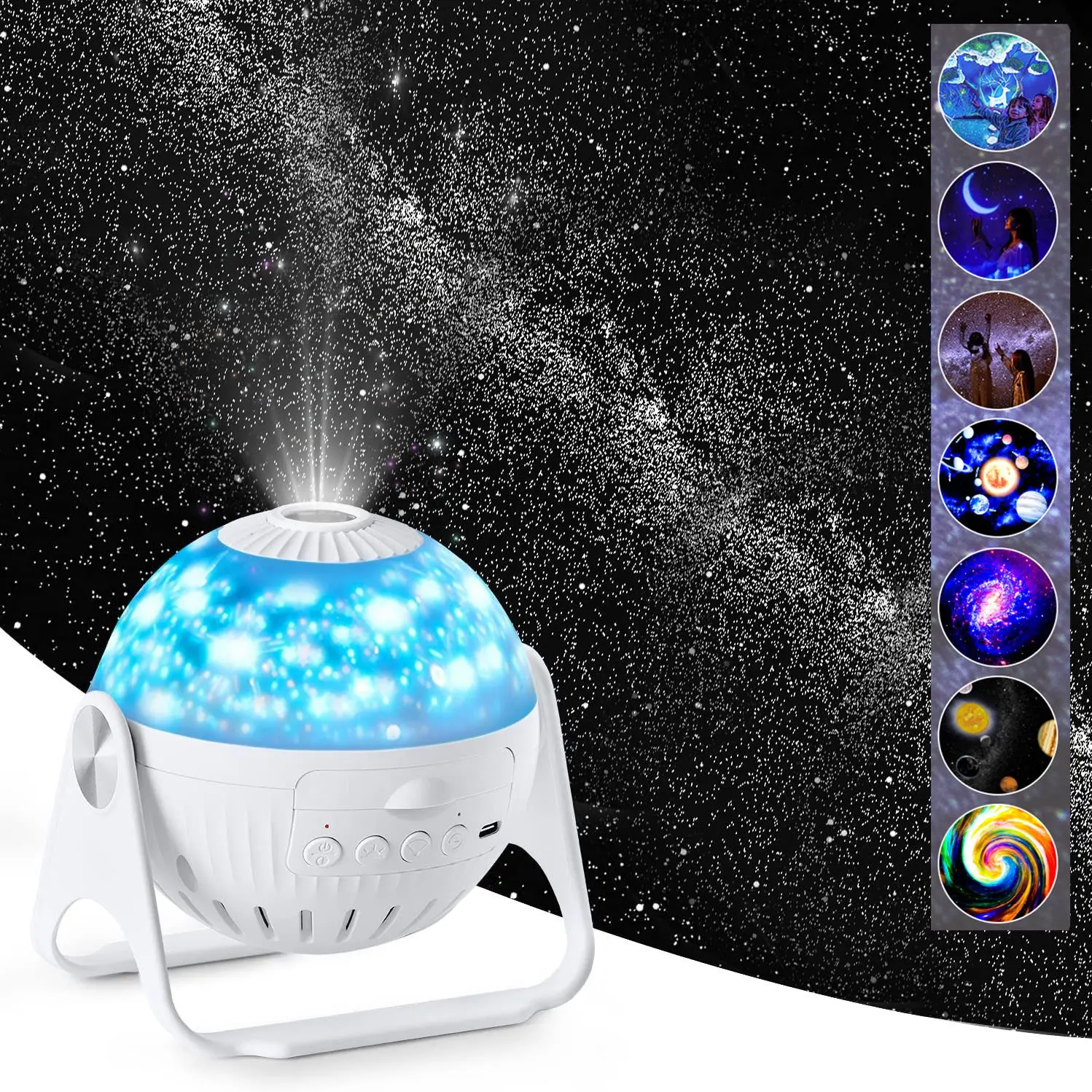 Led 7 in 1 Star Galaxy Projector Night Lights Rotate Planetarium Starry SkyLamp For Kids  Gifts Home Room Decorative Nightlights