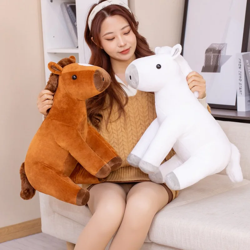 

Zqswkl 60/80cm horse plush toy standing posture small white horse doll activity ornaments decoration children comfort doll