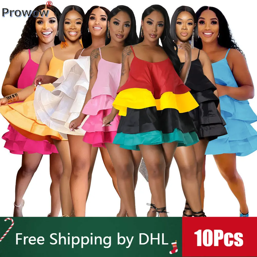 

10 шт., милые летние нарядные платья на бретельках, модель 2023 года, Y2k, уличная одежда, Сетчатое мини-платье с U-образным вырезом, однотонная красная женская одежда, оптовая продажа 9796