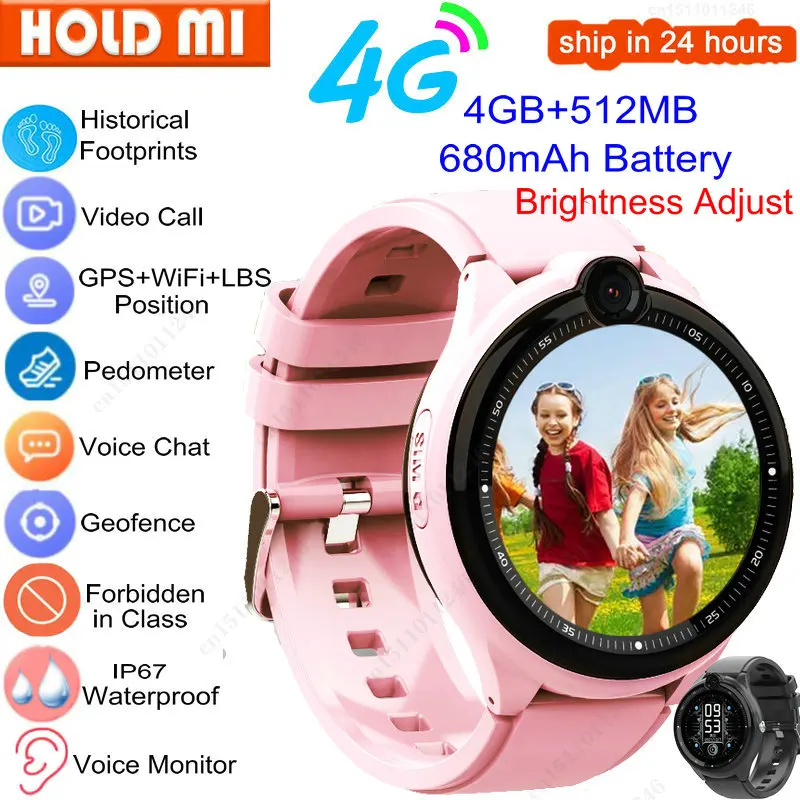 

Детские Смарт-часы 4G GPS для мальчиков и девочек, водонепроницаемые наручные часы с двумя вызовами, камерой голосового и видеочата, кнопкой SOS...