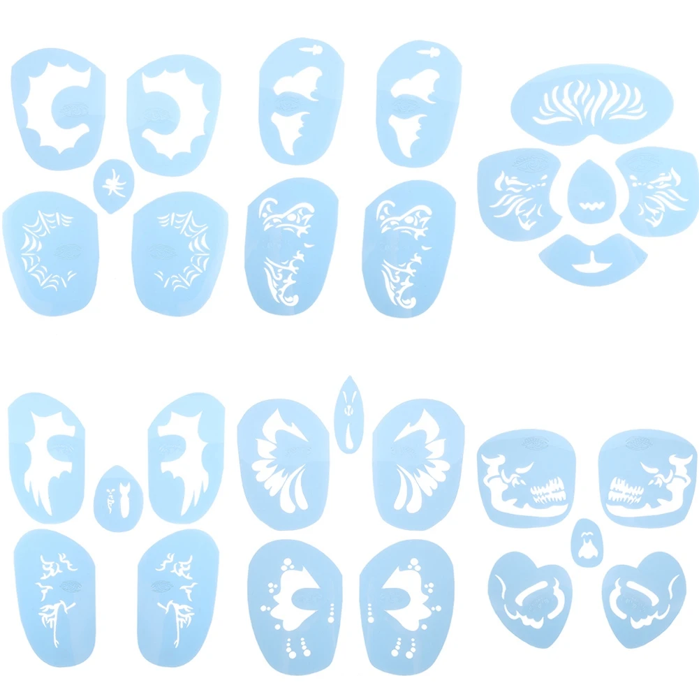 

6 Styles/set Face Paint Stencil Reusable Tattoo Cosmetic Painting Tool