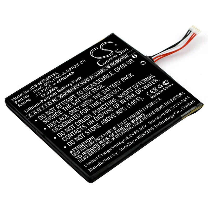 

CS Game Console Battery for Nintendo Switch HAC-001 HAC-S-JP/EU-C0 Fits HAC-003 HAC-A-BPHAT-C0 4600mAh/17.02Wh Li-Polymer 3.70V