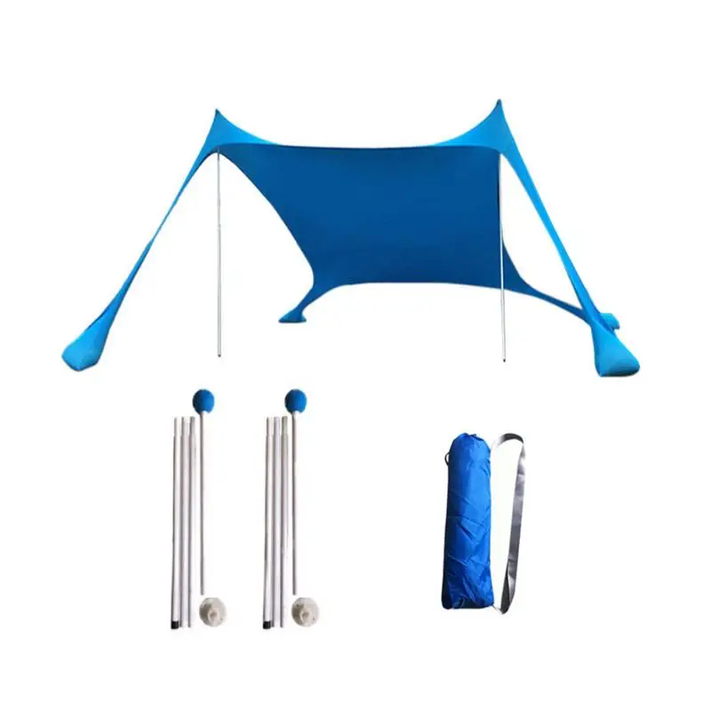 

Portable Family Beach Tent Shade Windproof Sun Shelter Outdoor Camping Canopy With 2 Support Poles 4 Sandbag & Carrying Bag Tent