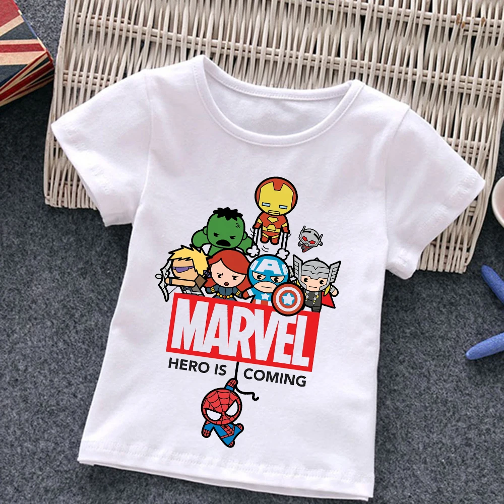

Marvel Child T-Shirts Summer The Avengers Kids T Shirt Children Cartoons Kawaii Casual Clothes Super Hero Top Boy Girl Tee Shirt