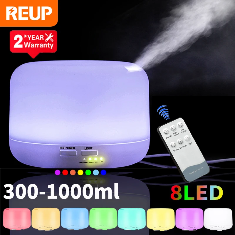 

REUP Air Humidifier Electric Aroma Diffuser Aromatherapy Humidifiers Diffusers Ultrasonic Cool Mist Maker Fogger LED Essential