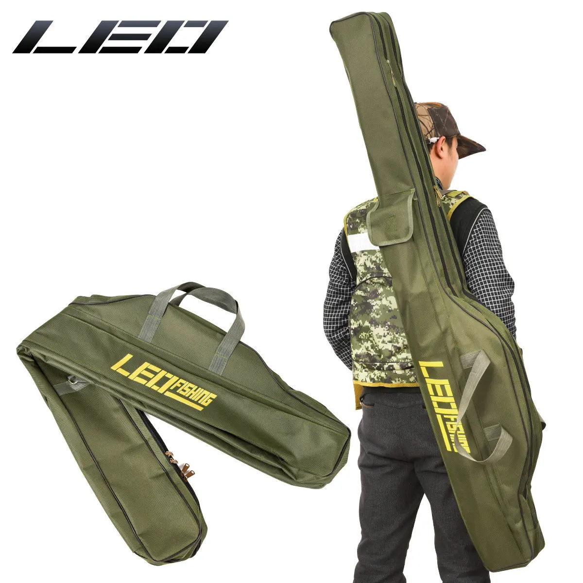 

LEO Professional Double Layer Canvas Fishing Bag 100cm 150cm Portable Folding Fishing Rod Bag Fishing Tackle Carrier Bag
