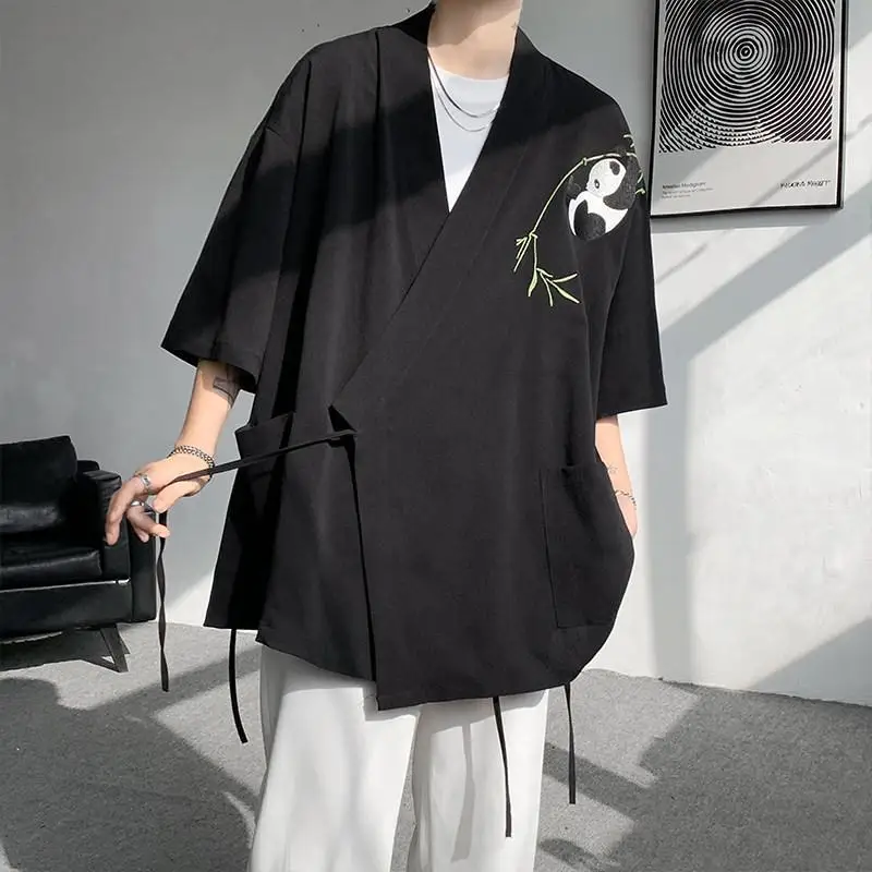 3-цветный льняной костюм Тан в китайском стиле с перекрестным воротником мужской