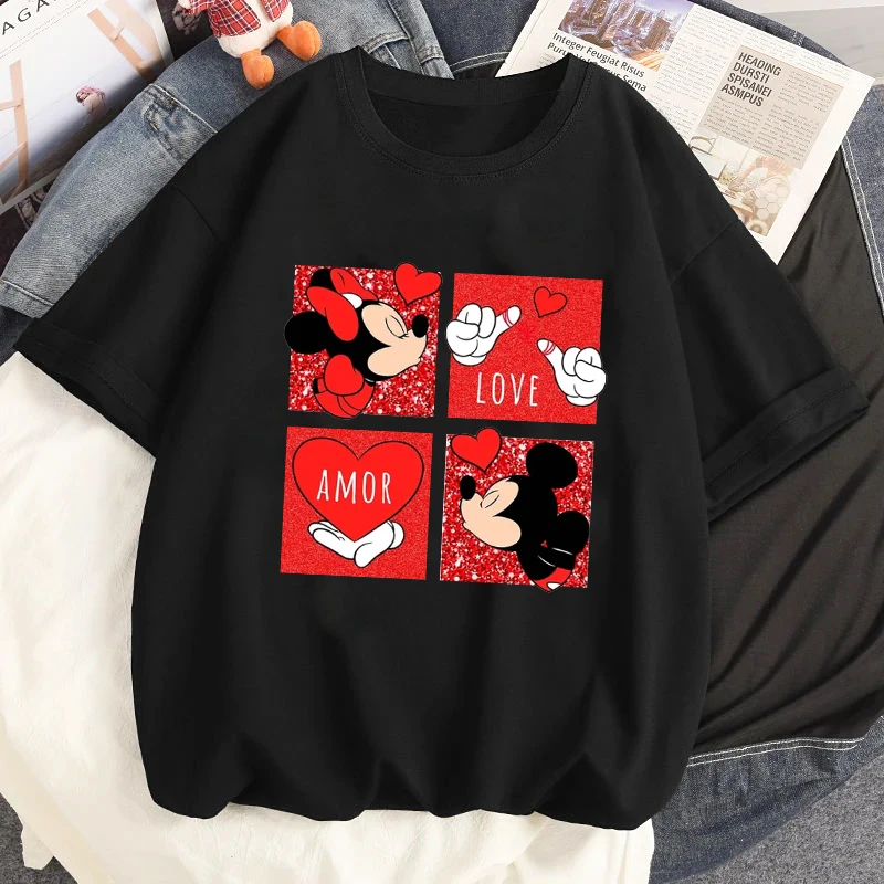 Футболка женская с коротким рукавом Микки и Дональд принтом Диснея Повседневная