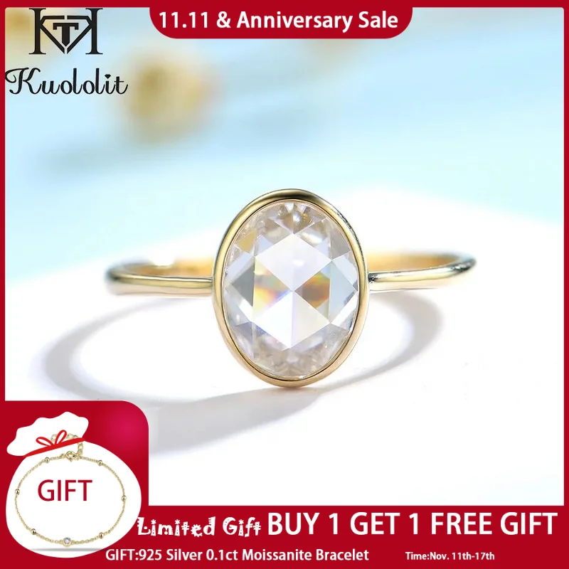 

Kuololit Rose Cut Moissanite 750 18K 14K 10K Rose Gold Rings for Women Luxury ring for Engagement Anniversary Party Fine Jewelry