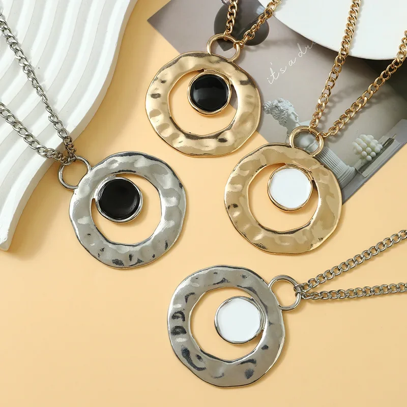 Креативное ожерелье с подвеской в виде круглого диска из сплава женское