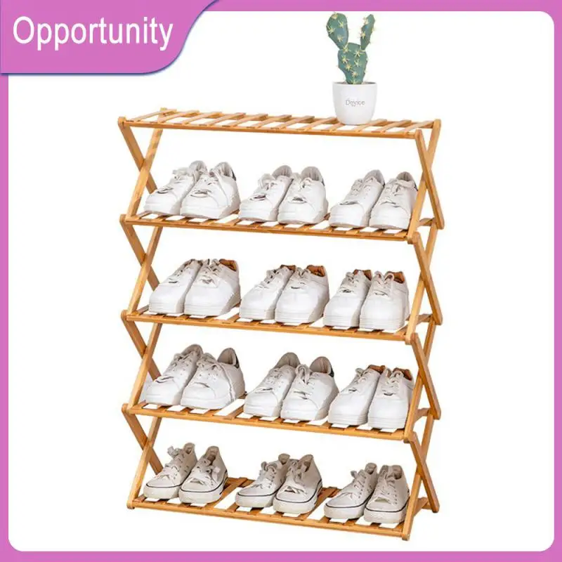 

Houseware Storage Rack Foldable Shoe Rack Multi-layer Installation Free Economic Shelf Shoe Management Bamboo Shoe Cabinet